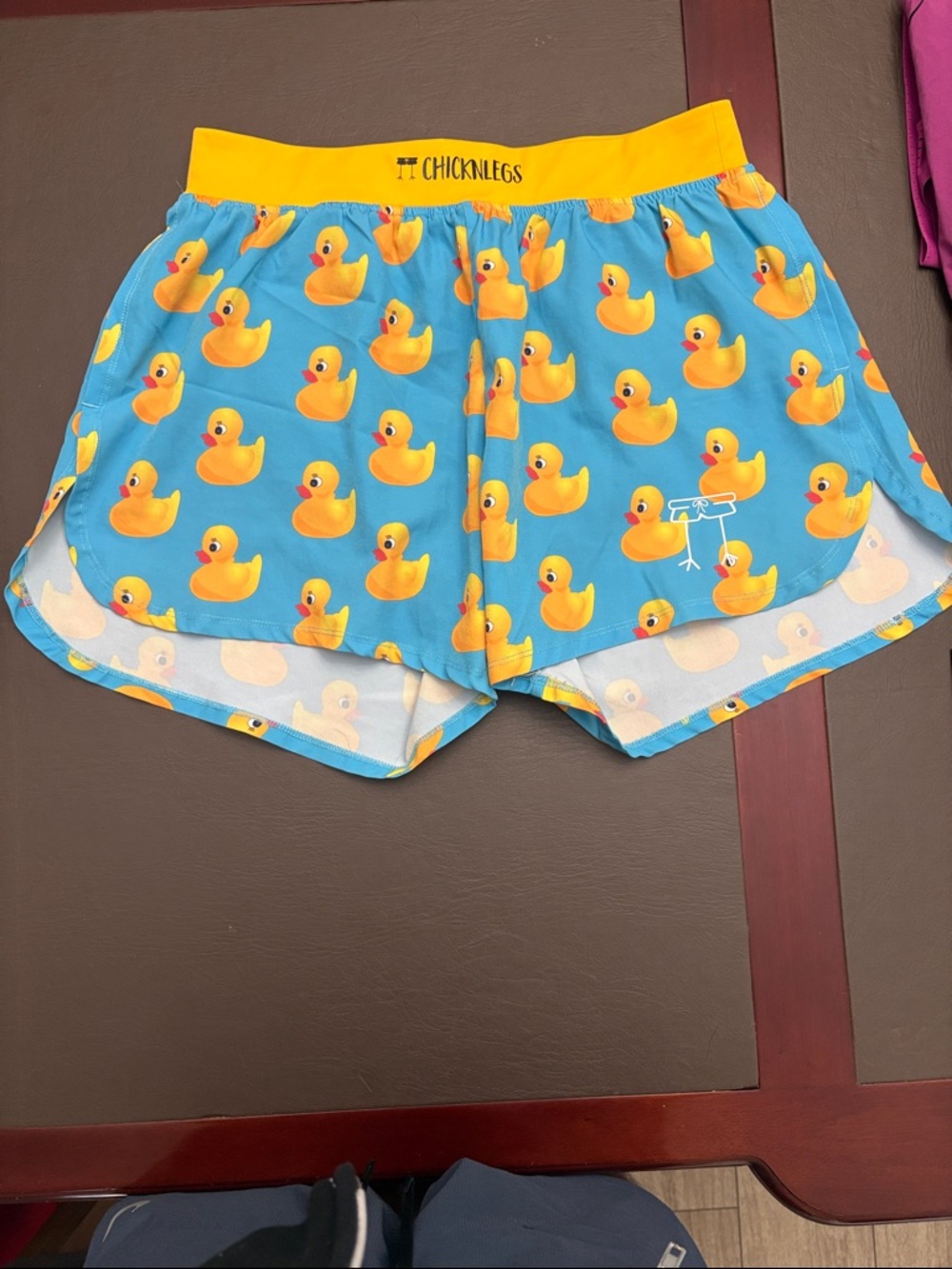 Chicknlegs Blue Duck Print athletic Shorts